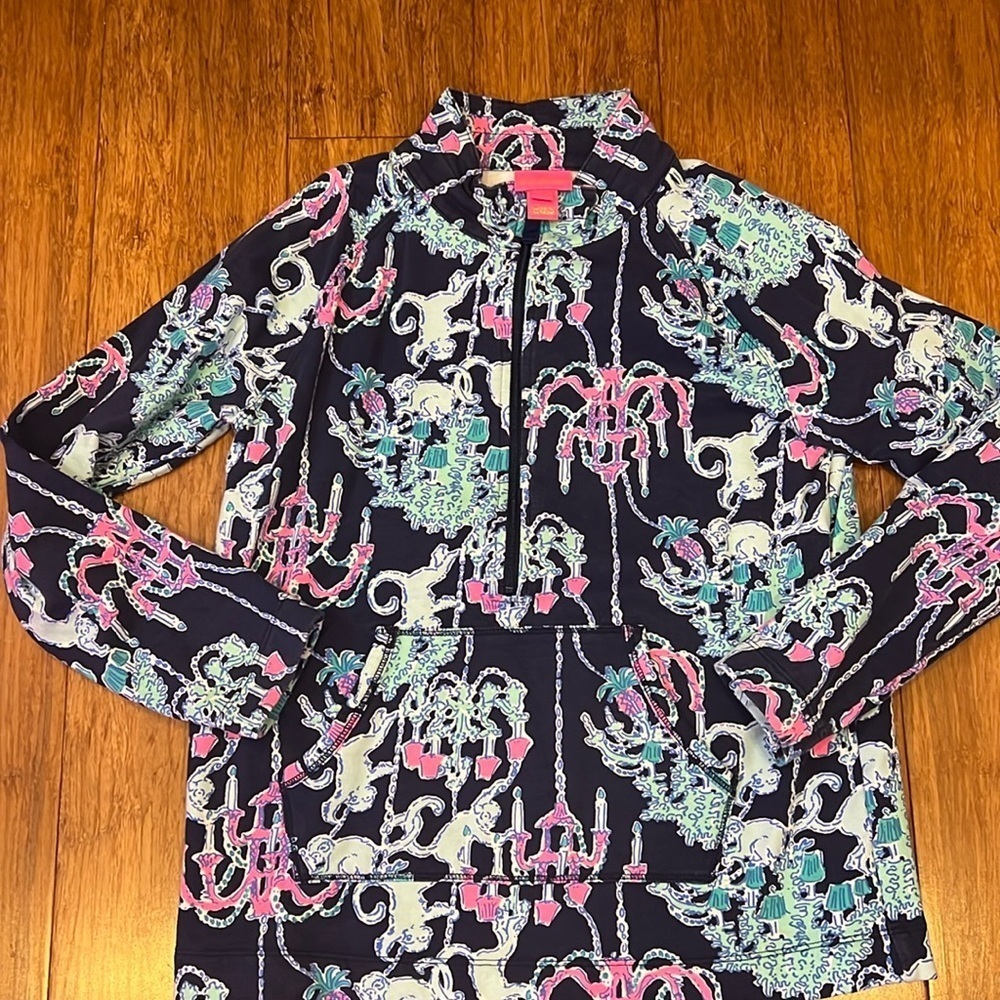 Lilly Pulitzer girls popover size x-large (12-14) in Monkey trouble print EUC
